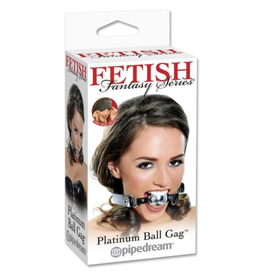 Серебряный кляп на хромированных ремнях "Fetish" Platinum Ball Gag Интим Хаус