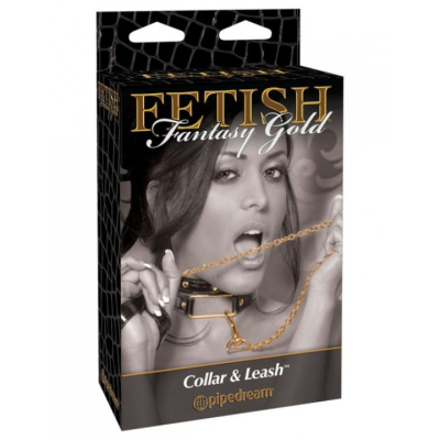 Ошейник из крокодиловой кожи «Fetish» Gold Интим Хаус