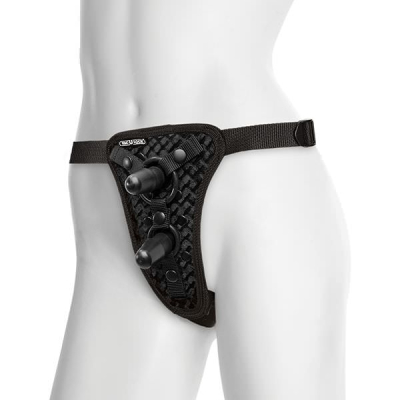 Универсальные трусики для страпона с 2 штырьками Харнесс Vac-U-Lock - Double Penetration Velvet Harness Интим Хаус