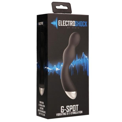 Вибратор с электроимпульсами "Electroshoсk" E-Stimulation G-spot черный изогнутый Интим Хаус