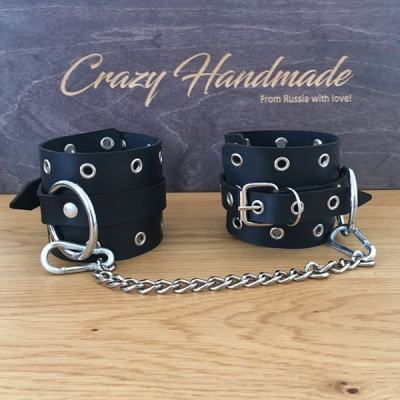 Оковы "Crazy Handmade" черные однослойные с люверсами. Интим Хаус