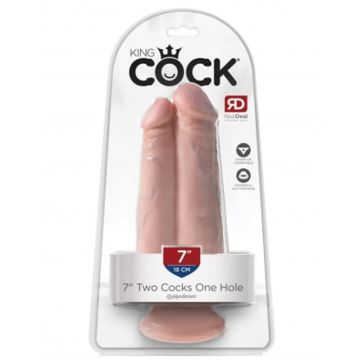 Сдвоенный фаллоимитатор на присоске "King Cock" 7 Two Cocks One Hole Интим Хаус