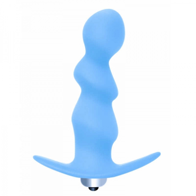 Пробка "Spiral Anal Plug Blue" голубая с вибрацией Интим Хаус