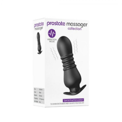 Пробка "Prostate massager" черная с ребрышками на д.у пульте Интим Хаус