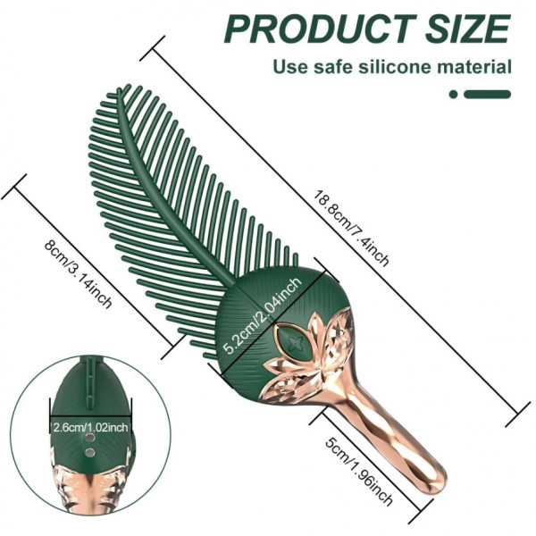Вибратор зеленый перышко силиконовый, перезаряжаемый - Фотография №3