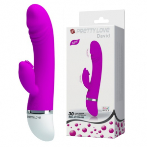 Вибратор "Pretty Love" фиолетовый, силикон, с клиторальным стимулятором-щеточкой, 30 режимов вибрации