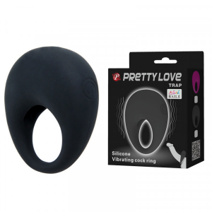 Силиконовое эрекционное кольцо с вибрацией "Pretty Love" Trap черное