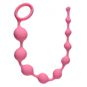 Цепочка - анальные бусы "Lola" розовая из 10 шариков разного диаметра на кольце