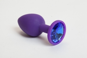 Пробка "Crystal" силикон, фиолетовая с синим кристаллом