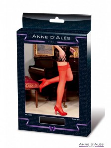 Соблазнительные красные чулочки "Anne de Ales" с широкой ажурной резинкой
