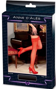 Чулки сетевые на кружевной резинке "Anne d'Ales" красные