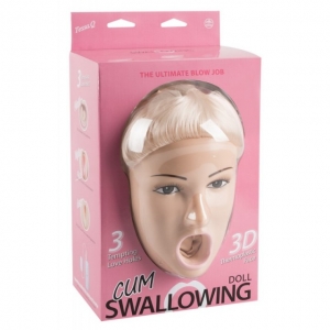 Кукла с открытым ртом и вибрацией "Cum swallowing" 3D лицо, 3 отверстия