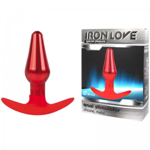 Красная силиконово-металлическая пробка "Iron Love" для ношения.