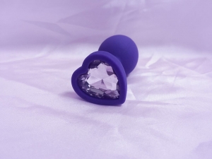 Пробка "Ювелир" силикон, фиолетовая с розовым кристаллом-сердцем