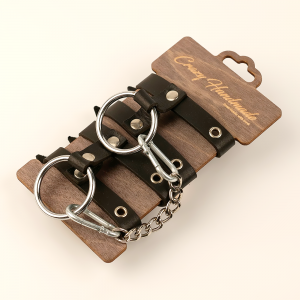 Черные наручники "Crazy Handmade" из двух ремешков