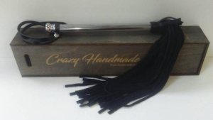 Плеть черная из велюра с металлической ручкой "Crazy Handmade" Индиго 