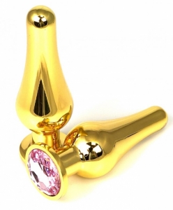 Золотая пробка танго "Ювелир" с розовым кристаллом