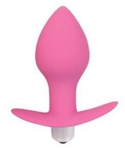 Удобная конусная нальная пробка с вибрацией "Sweet toys" розового цвета.