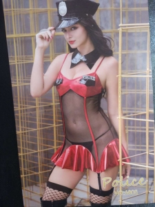 Костюм полицейской черно-красное с пажами для чулок "SexyLingerie" 