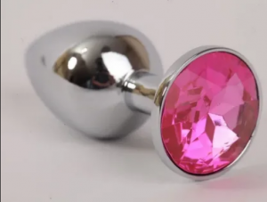 Пробка серебяная с розовым кристаллом "ГлавСексМаг"  (L)