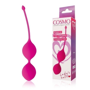Вагинальные шарики "Cosmo" сиреневые двойные на сцепке с хвостиком