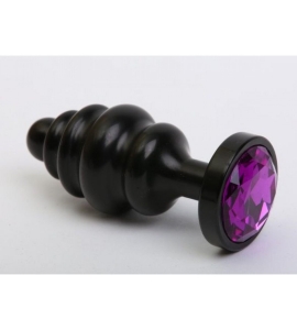 Пробка анальная "Jewerly Plugs" черная витая с фиолетовым кристаллом