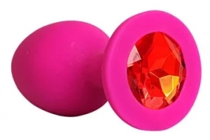 Пробка "Sexy Friend" силикон, розовая с красным кристаллом.