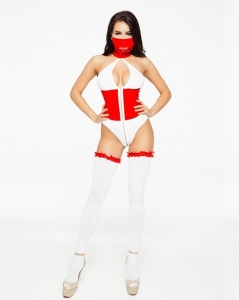 Костюм медсестры "D&A" белое боди с красной вставкой и маской L