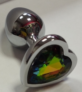Пробка металлическая с цветным кристаллом - сердце "Ювелир" размер s