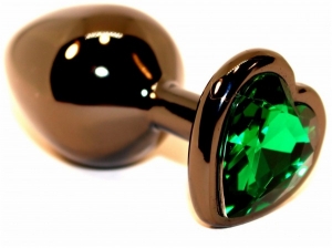 Пробка "Ювелир" металлическая сердце, зеленый кристалл.