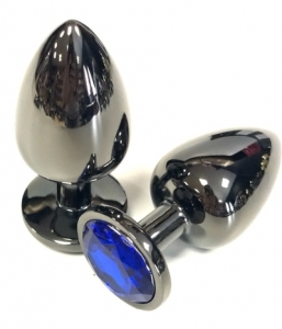 Пробка "Ювелир" металлическая, черная с синим кристаллом, размер М