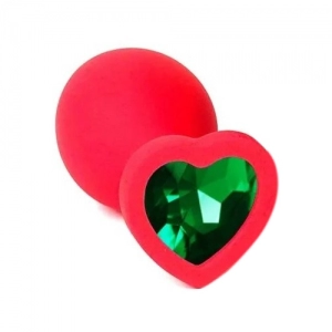 Пробка "Ювелир" силиконовая сердце, зеленый кристалл размер М