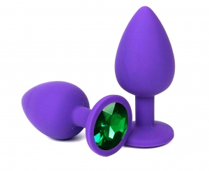 Пробка "Ювелир" силиконовая, фиолетовая с зеленым кристаллом, размер L