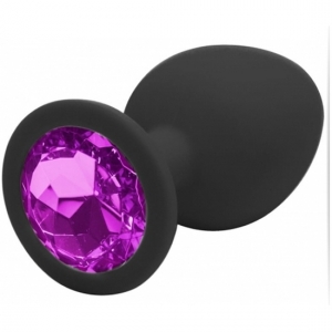 Пробка "Ювелир" силиконовая, черная с фиолетовым кристаллом, размер М