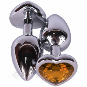 Пробка "Ювелир" металл серебро с оранжевым кристаллом в форме сердца.