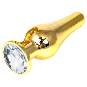 Пробка "Ювелир" металлическая золотая танго с белым кристаллом.