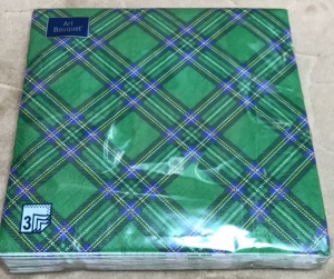 Салфетки "Шотландская клетка" зеленые 20 шт