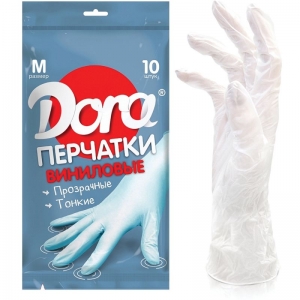 Перчатки "Dora" виниловые 10 шт М