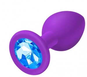 Пробка "Ювелир" силиконовая фиолетовая с голубым кристаллом S