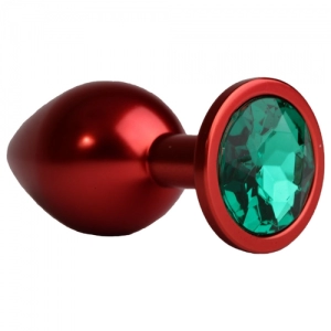 Пробка "Ювелир" красная металл с зеленым кристаллом М