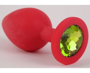 Пробка "Ювелир" красная силикон со светло зеленым кристаллом s
