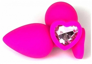 Пробка "Ювелир" розовая силикон со светло розовым кристаллом S