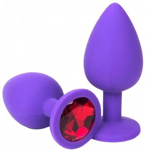 Пробка "Ювелир" фиолетовый силкион с красным кристаллом