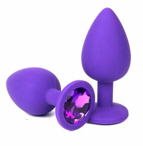 Пробка "Ювелир" силикон, фиолетовая с фиолетовым кристаллом, L