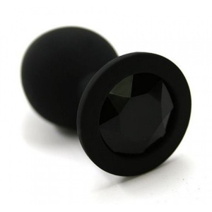 Пробка "Ювелир" черная силикон с черным кристаллом L
