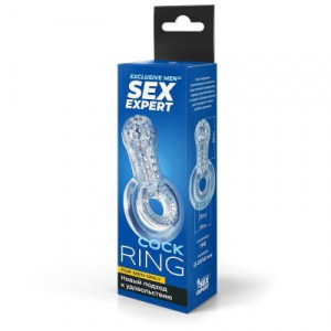 Кольцо с клиторальным стимулятором с пупырышками "Sex Expert" Без вибрации