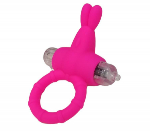 Забавное колечко с клиторальной вибрацией - одевается на член Зайка "Conejillo" розовое