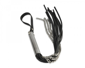 Плеть "Sitabella" Металлик черная многохвостка с цепочкой и металлической ручкой