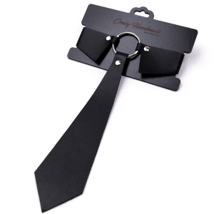 Чокер "Crazy Handmate" галстук из черной кожи 