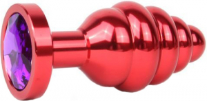 Пробка "Jewelry Plugs" металл красная с фиолетовым кристаллом размер М